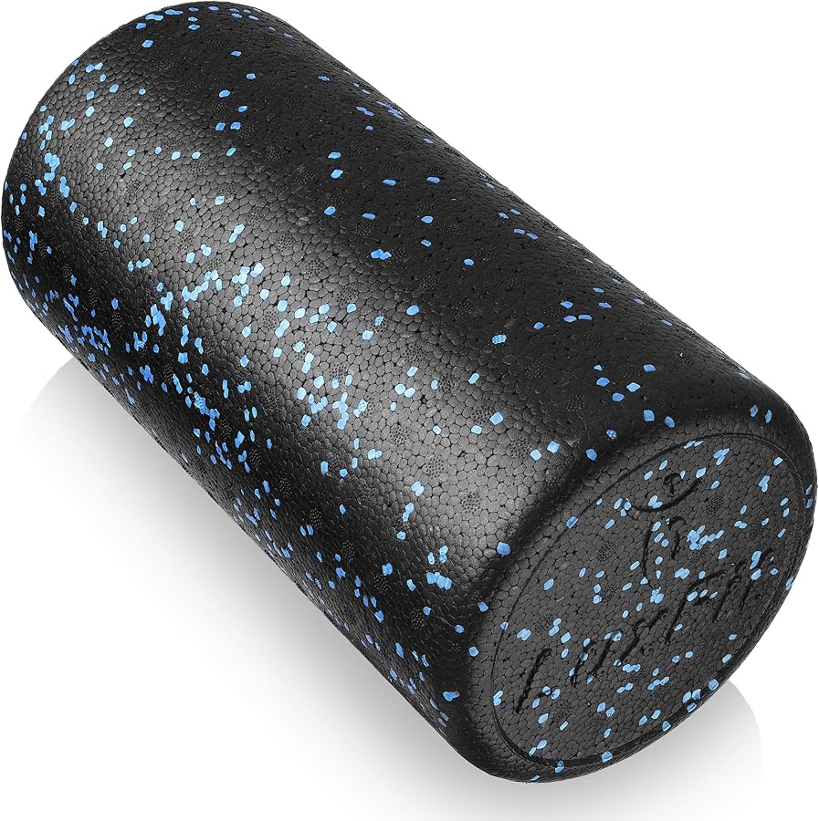 LuxFit Extra Firm Speckled Foam Roller (Blue, 12-Inch)