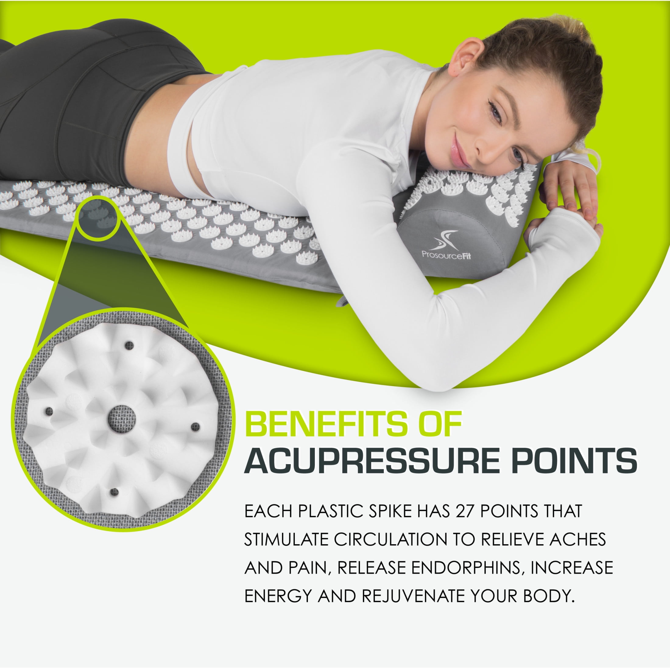 ProsourceFit Acupressure Mat and Pillow Set for Back/Neck Pain Relief
